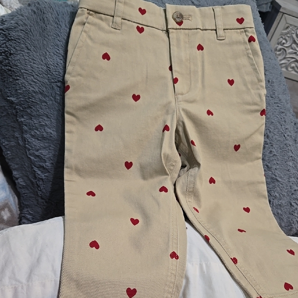 Crewcuts Tan Red Heart Casual Bottoms